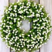 Green Wreath for Front Door Wreath Welcome Sign for Spring Summer Wreath, Home Porch Farmhouse Door Wall Window Party Decoration