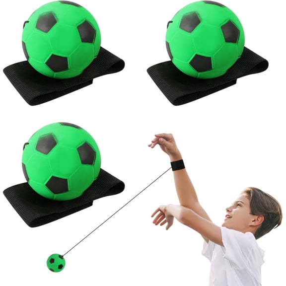 Green Wrist Return Ball of String, 2.36 Inch Rubber Rebound Foam Sports Wrist Balls with Wrists Strap, Bounce Back Ball on String, Elastic Rubber Wrists Sports Return Balls for Adults Teens