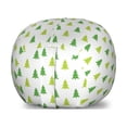 thumbnail image 1 of Green Xmas Storage Toy Bag Chair, Forest Nature Wood Themed Graphical Pine Trees Conifers Repeated Pattern, Stuffed Animal Organizer Washable Bag, Small Size, Off White, by Ambesonne, 1 of 3