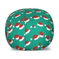 thumbnail image 1 of Green Xmas Storage Toy Bag Chair, Winter Holiday New Year Associated Repeating Santa Claus Hat Motifs, Stuffed Animal Organizer Washable Bag, Large Size, White and Vermilion, by Ambesonne, 1 of 3
