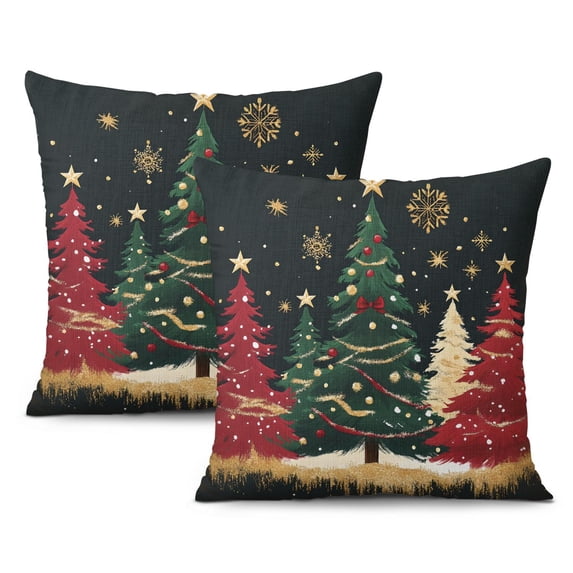 Green Xmas Trees Pine Rustic Farmhouse Throw Pillow Covers Beautiful Square Cushion Covers 2 Pack Decorative Throw Cushion Case for Room Home Patio Bedroom Livingroom