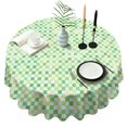 thumbnail image 1 of Green Yellow Checkerboard Checkered Pattern Round Tablecloth 60"x60",Wrinkle Wipeable Table Cloth for Kitchen Dining Room Picnic Patio Party, 1 of 6