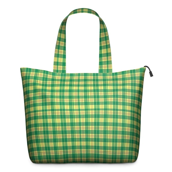 Green Yellow Checkerboard Checkered Pattern Travel Tote Bags for Women Carry On,Large Weekender Bags for Women Travel,Multi Functional Duffle Bag for Work,Shopping,Sports