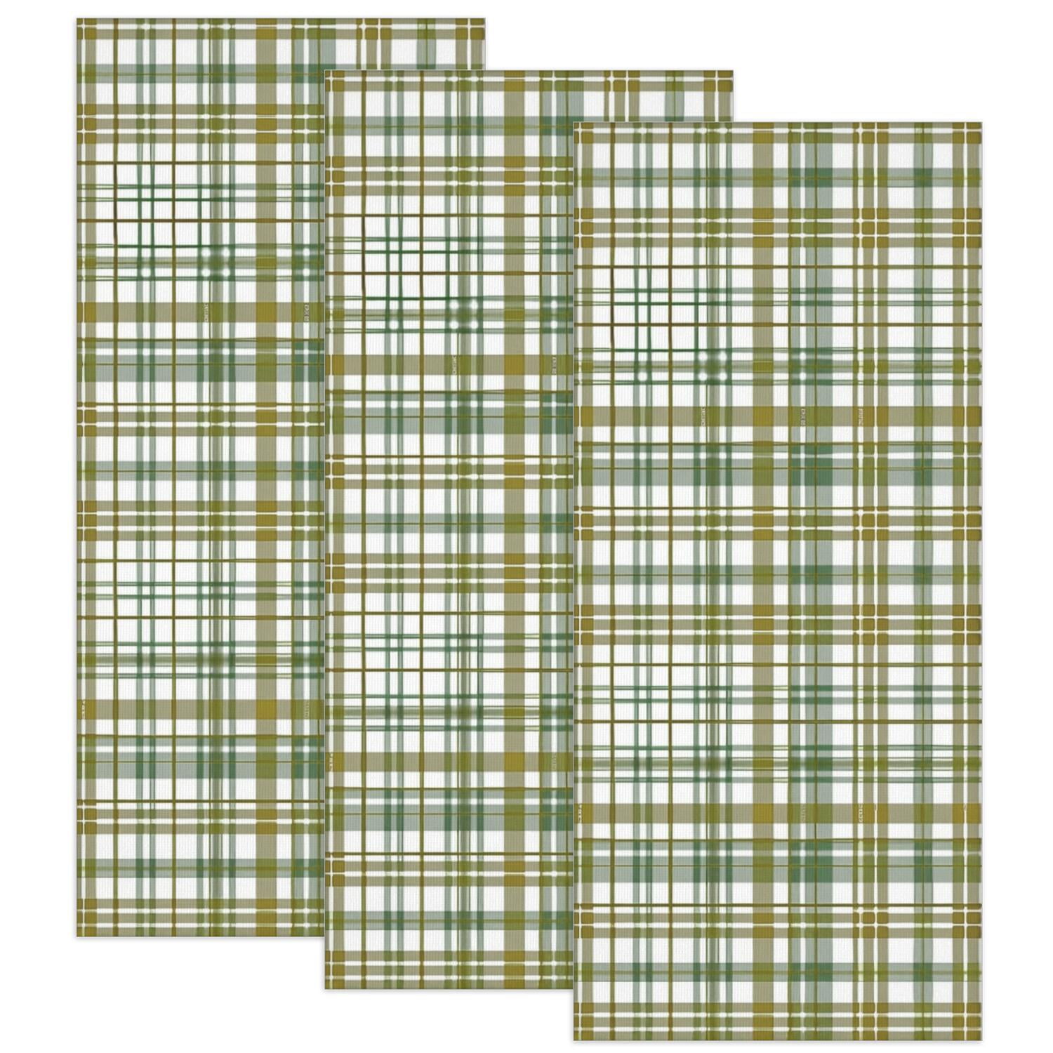Green and Yellow Checkered Pattern 3 Pack Microfiber Multipurpose ...