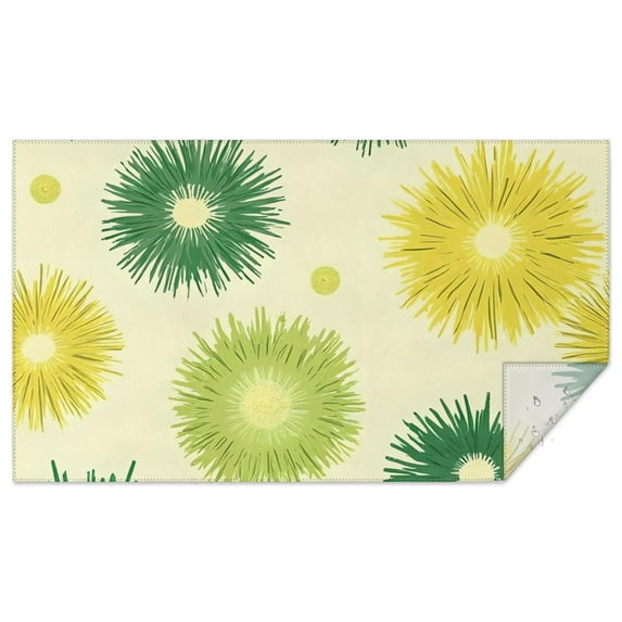 Green Yellow Dandelion Pattern Rectangle Tablecloth 60"x102",Waterproof Polyester Rectangle Table Cloth, Wipeable Spillproof Polyester Tablecloth for Dining, Camping, Indoor and Outdoor