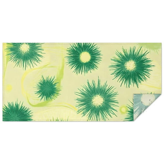 Green Yellow Dandelion Pattern Rectangle Tablecloth 60"x120",Waterproof Polyester Rectangle Table Cloth, Wipeable Spillproof Polyester Tablecloth for Dining, Camping, Indoor and Outdoor