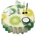 thumbnail image 1 of Green Yellow Dandelion Pattern Round Tablecloth 60"x60",Wrinkle Wipeable Table Cloth for Kitchen Dining Room Picnic Patio Party, 1 of 6