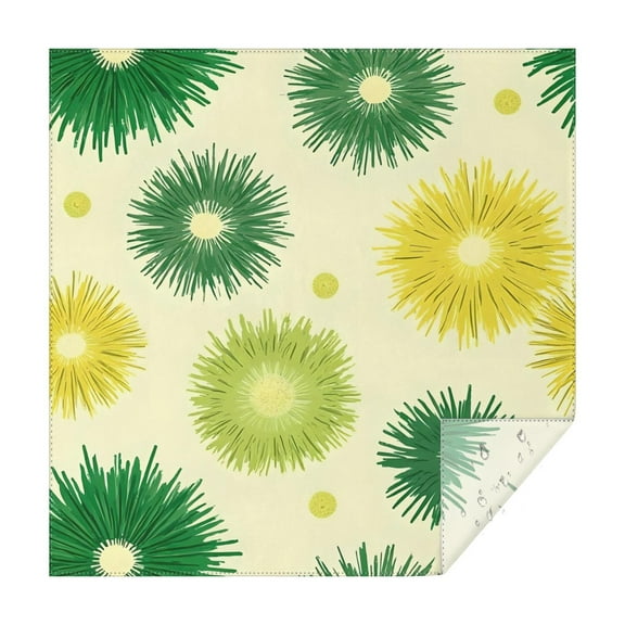 Green Yellow Dandelion Pattern Square Tablecloth,Waterproof Square Table Cover,Wipeable Spillproof Washable Table Cover for Home Kitchen Party Decor 42"X42"(107x107cm)