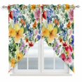 thumbnail image 1 of Green Yellow Floral Kitchen Window Curtains, Swag Curtains Valance for Bedroom Living Room Bathroom, Purple Blue Watercolor Retro Leaf Rod Pocket Window Curtain Block Drapes 2 Panels 36"x45", 1 of 9