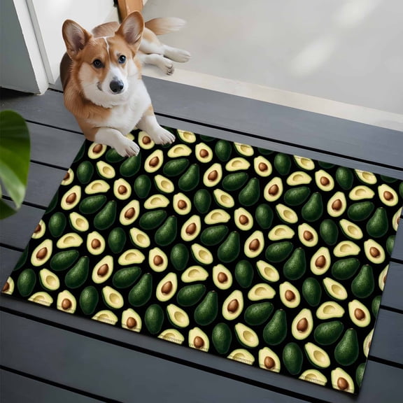Green Yellow Fruit Slices Small Area Rugs 2x3 Country Minimalist Botanical Fruit Entryway Rugs Washable Door Mat, Low-Profile Area Rugs Non Slip Floor Carpet for Living Room Bedroom Home Office