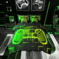 thumbnail image 1 of Green Yellow Gaming Comforter Set 7 Piece Bed in a Bag Twin,Gamer Bedding Sets Neon Lights Abstract Geometry Sheet Set with Comforter Gamer Room Decor, 1 of 5
