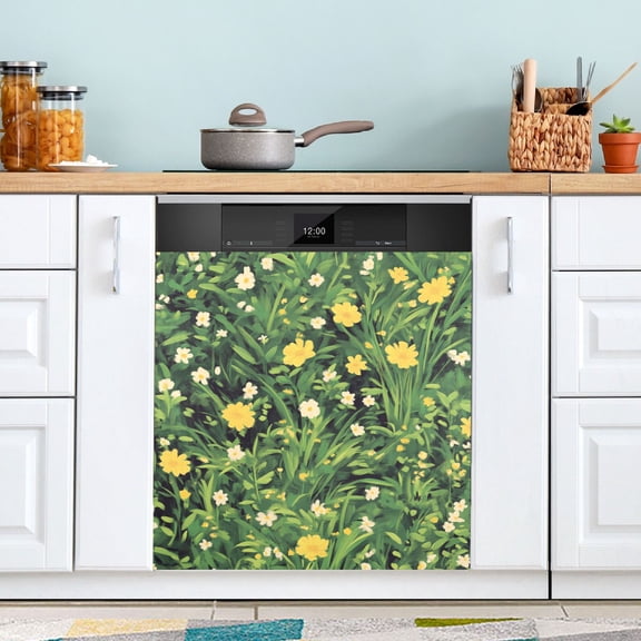 Green Yellow Grass Dishwasher Magnet Cover for Washers Fridge Panel Decal 23"W x 26"H Inch
