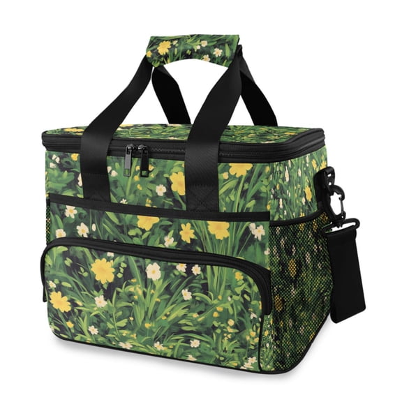 Green Yellow Grass Insulated Lunch Bag 15L Cooler Box for Women Men Work Camping Beach Travel