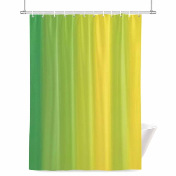 Green and Yellow Ombre Shower Curtain, 72" x 72", Minimalist Gradient Striped Texture Waterproof Bathroom Curtain Washable Shower Curtain Set with 12 Hooks