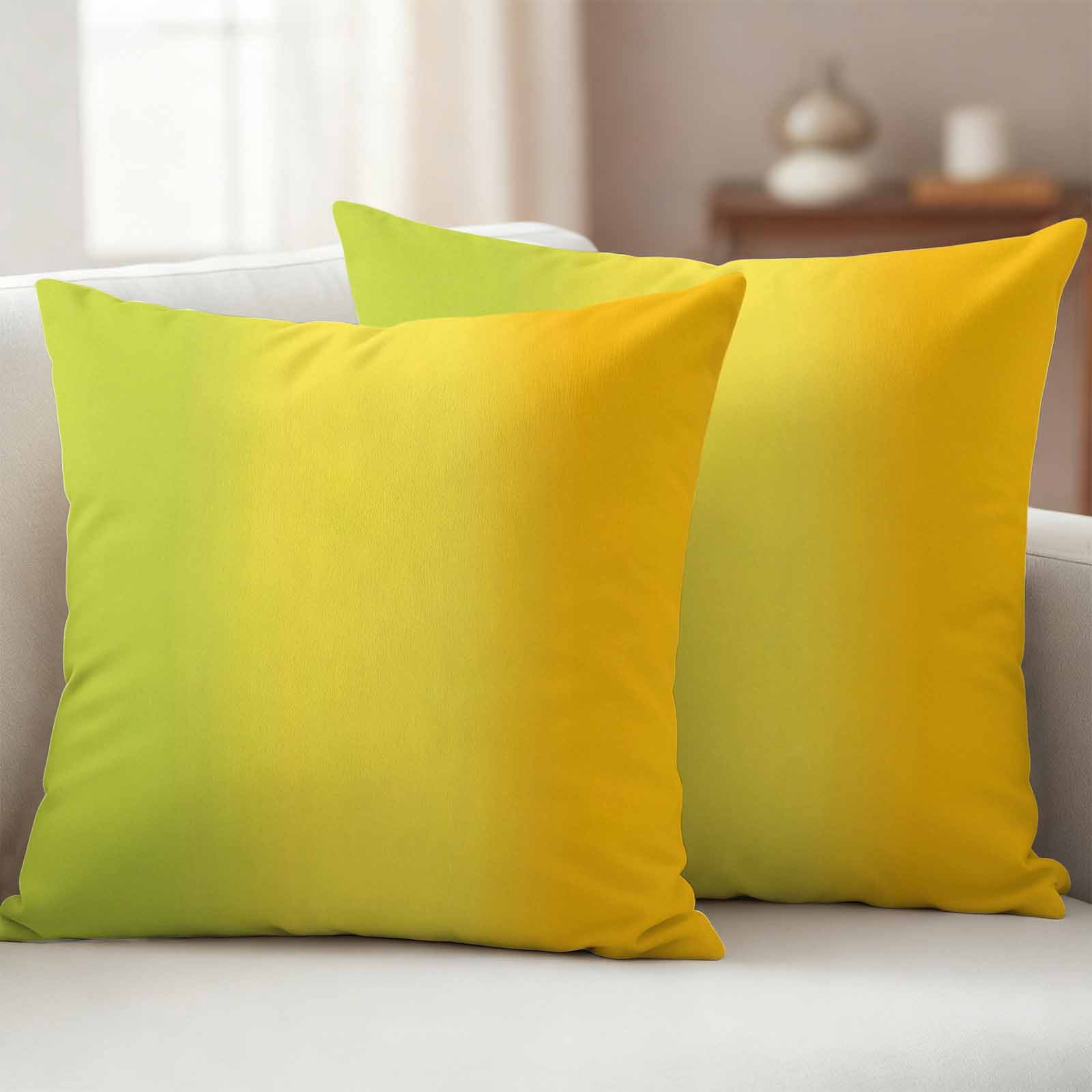 Green Yellow Orange Outdoor Waterproof Throw Pillow Covers 18x18 Set of 2, Vertical Striped Modern Color Decorative Pillowcases Cushion Pillowcase for Couch Sofa Patio Outside Pillow Protector