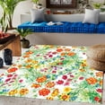 thumbnail image 1 of Green Yellow Red Flower Print Outdoor Area Rugs Washable Reversible Waterproof Outside Rug For Garden Patio Deck Balcony Porch Country Rustic Home Office Floor Carpet Runner Mats 1x2ft, 1 of 6