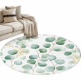 thumbnail image 1 of Green Yellow Round Area&nbsp;Rug 3ft Eucalyptus Leaves Watercolor Botanical Non-Slip&nbsp;Washable Circle Rugs Soft Felt Indoor Floor Mat for Bedroom Kitchen Living Room Bathroom, 1 of 9