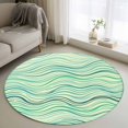 thumbnail image 1 of Green Yellow Wave Line Round Area Rugs 3 ft, Abstract Line Modern Watercolor Washable Small Area Rug with Non-Slip Sturdy Edge Binding Round Front Door Mat Floor Carpet for Entryway, 1 of 9