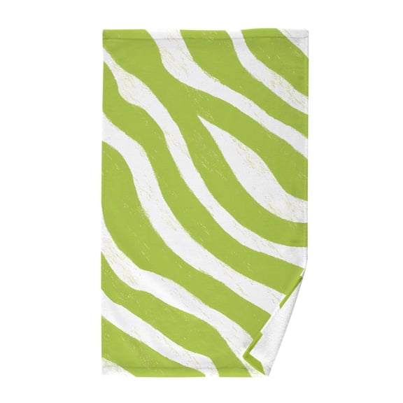 Green Zebra Pattern Bath Towel 100% Cotton Soft Thick High Absorbency Hand Face Towel Single Pack 16x28in