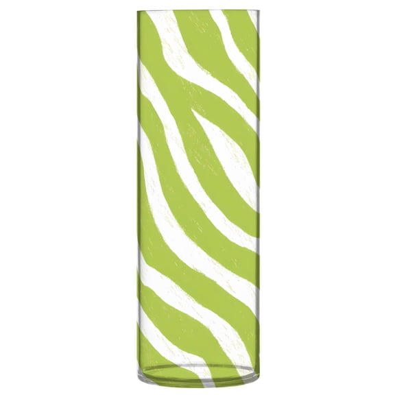 Green Zebra Pattern Vase Flower Vase Clear Unbreakable Plastic Tall Decorative 11.8in