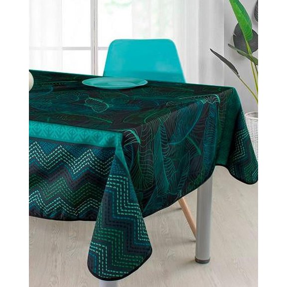 Green Zigzag 100% Polyester, Stain Resistant Tablecloth 39 x 58 inch