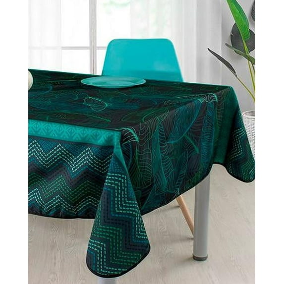 Green Zigzag 100% Polyester, Stain Resistant Tablecloth 39 x 58 inch