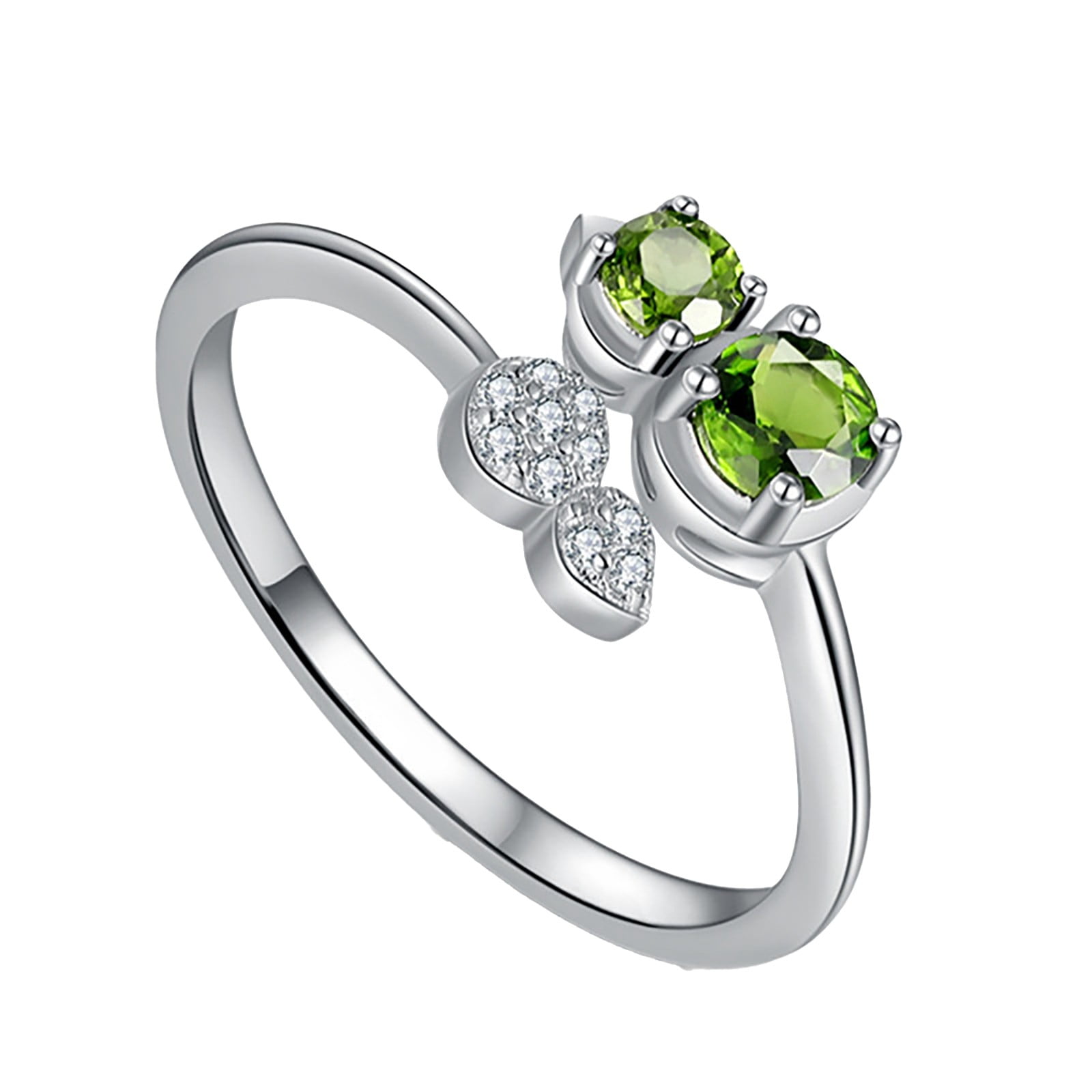 Green Zircon Gourd Ring for Women Design Fashionable Adjustable Index