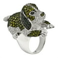 thumbnail image 1 of Green Zirconia Studded Beagle Sterling Silver Ring - 10, 1 of 2
