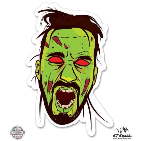 Green Zombie - 3" Vinyl Sticker - For Car Laptop I-Pad Phone Helmet Hard Hat - Waterproof Decal