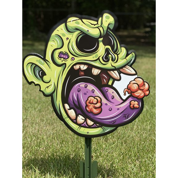 Green Zombie Face Halloween Yard Decor