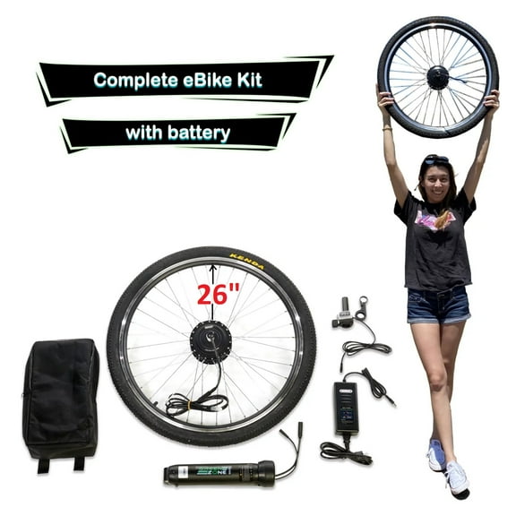 Green Zone Complete eBike Conversion Kit with 36V Battery, 26" Front Wheel, Easy-to-Install Electric Bike Kit, 250 Watt Motor