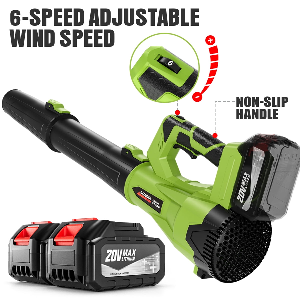 Green adjustable speed Cordless Leaf Blower
