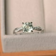 thumbnail image 1 of Green amethyst ring, round cut, sterling silver, twist engagement ring for women, 1 of 3