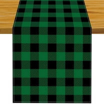 Green and Black Buffalo Plaid Table Runner 13x72 Inch Classic Christmas Plaid Farmhouse Kitchen Dinning Table Decoration for Home Party Decor