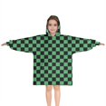 thumbnail image 1 of Green and Black Checkerboard Pattern Blanket Hoodies for Kids 6-13YR Oversize Wearable Blanket Hoodies for Boys Girls Teens, 1 of 7