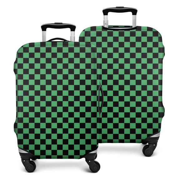 Green and Black Checkerboard Pattern Luggage Cover Fashion Suitcase Cover Baggage Covers Fit 25-28 Inch Luggage (Go Travel)