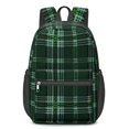 thumbnail image 1 of Green and Black Checkered Pattern 17" School Backpacks for Teens,Waterproof Oxford Fabric,S-Shape Padded Straps for School,Travel,Hiking,Camping, 1 of 6