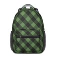thumbnail image 1 of Green and Black Checkered Pattern Backpack for School, Cute School Bag with Adjustable Shoulder Straps and Padded Back, 15.3"x11"x6.7", 1 of 4
