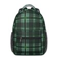 thumbnail image 1 of Green and Black Checkered Pattern Backpack for School, Cute School Bag with Adjustable Shoulder Straps and Padded Back, 15.3"x11"x6.7", 1 of 5