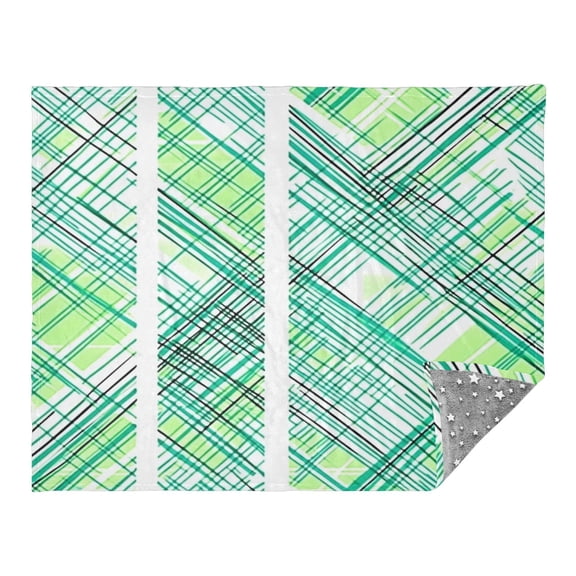 Green and Black Lines Camping Blankets Bed Throws and Cozy Travel Blanket Fluorescence 70x55in Double Sided