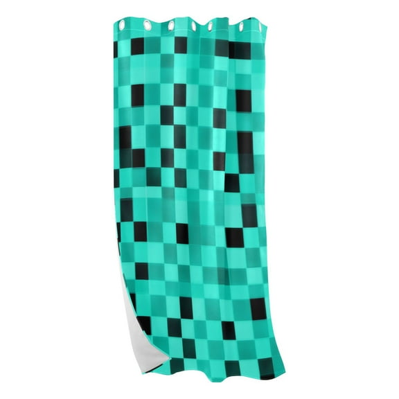 Green and Black Squares Blackout Curtains for Living Room Bedroom 42W/52W x 84L Insulated Window Drapes 1 Panels