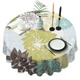 thumbnail image 1 of Green and Blue Pioneer Flower Pattern Round Tablecloth 60"x60",Wrinkle Wipeable Table Cloth for Kitchen Dining Room Picnic Patio Party, 1 of 6