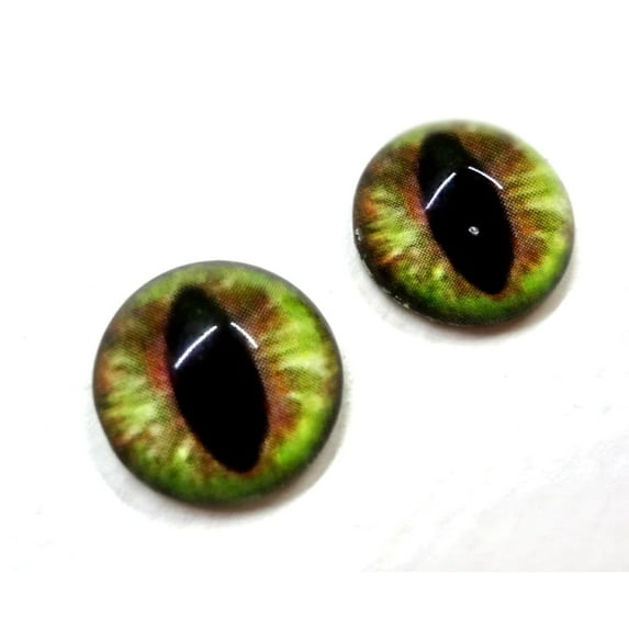 Green and Brown Dragon or Cat Glass Eyes