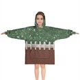 thumbnail image 1 of Green and Brown Football Stitch Pattern Blanket Hoodies for Kids 6-13YR Oversize Wearable Blanket Hoodies for Boys Girls Teens, 1 of 7