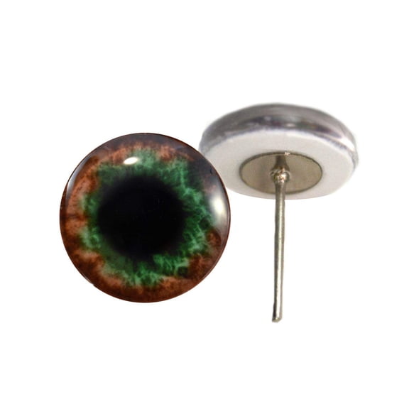 Green and Brown Human Inspired Glass Eyes on Wire Pin Posts