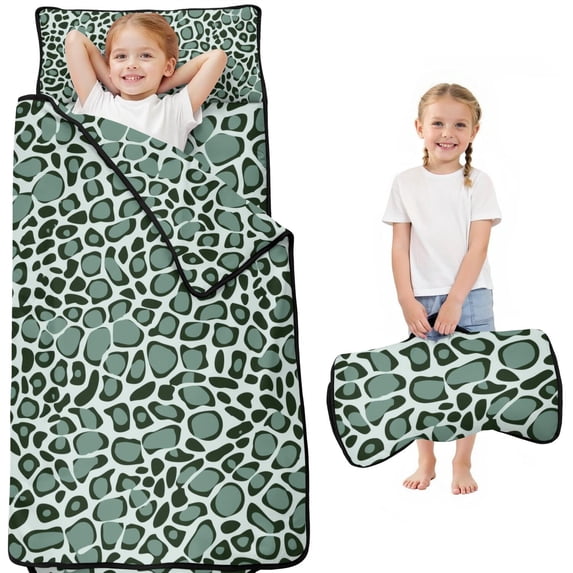 Green and Dark Green Giraffe Pattern Toddler Nap Mats for Kids Preschool,Sleeping Mat Bag or Kids,Toddler Sleeping Bag,Toddler Nap Mat or Daycare
