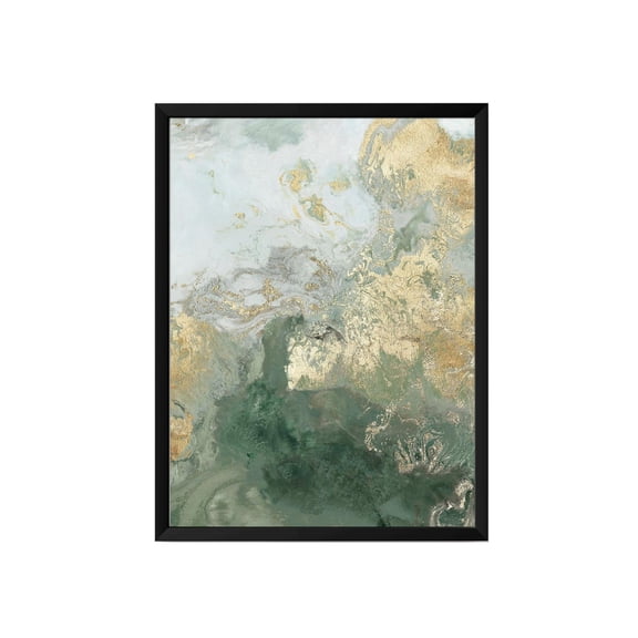 Green and Gold Abstract Art Print