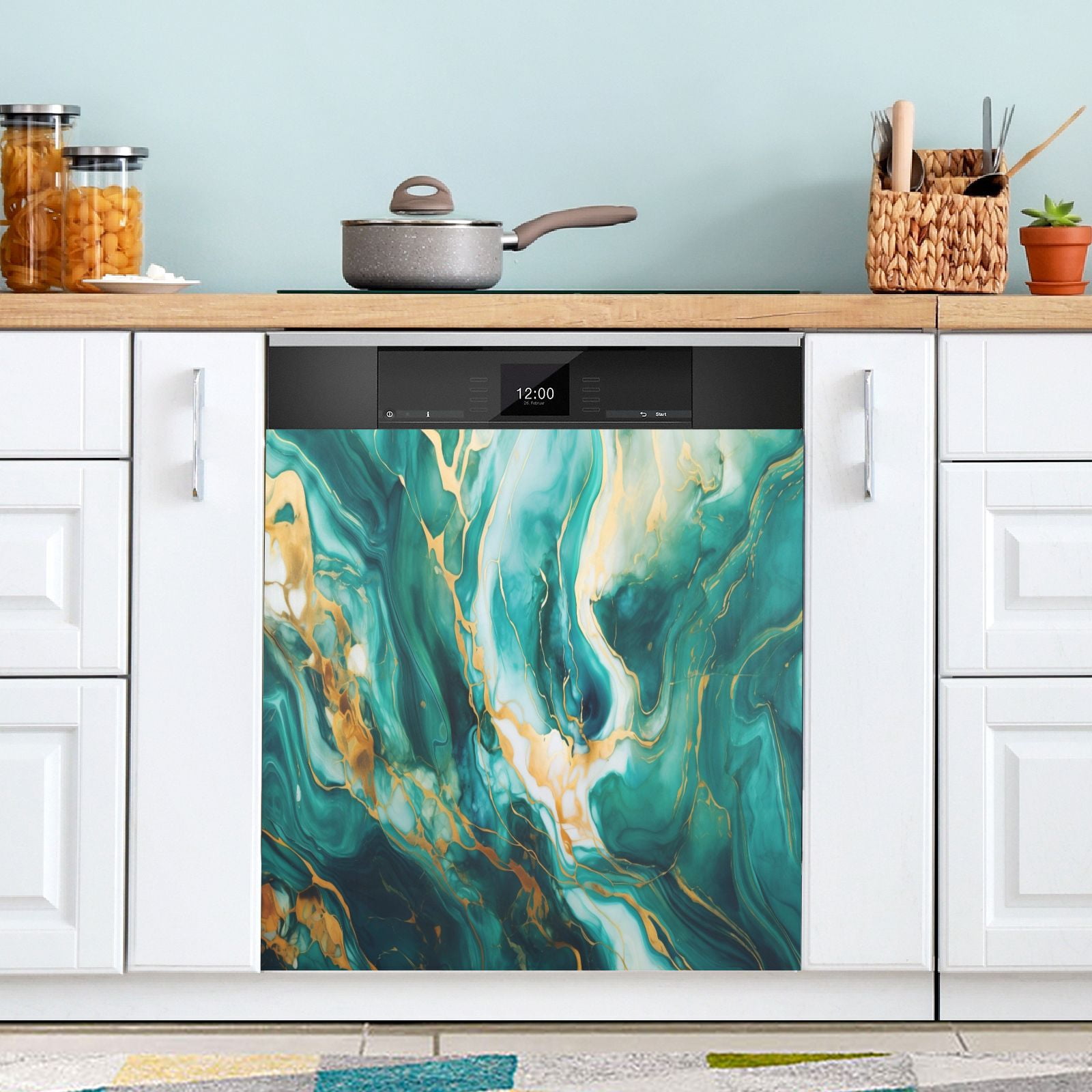 Green and Gold Marble Dishwasher Cover Refrigerator