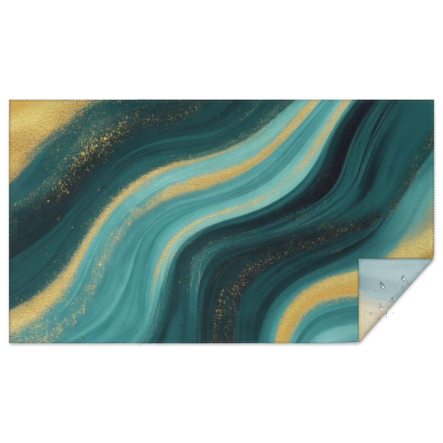 Green Tablecloth Pattern Green and Gold Marble Pattern Waterproof Tablecloth, Rectangular ...