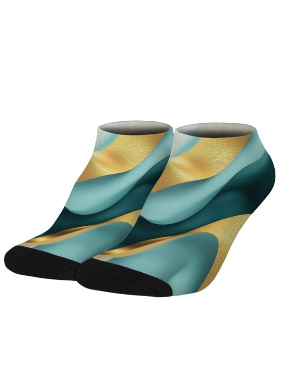 Green and Gold Marble Pattern Women's Ankle Socks, Low Cut Casual Low Cut Socks Durable Breathable Gifts for Sports Work Home